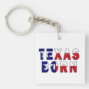 Texas Born Flag Key Ring