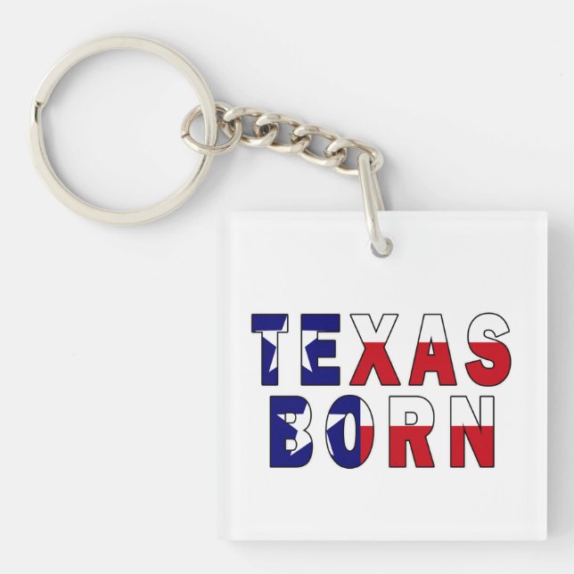 Texas Born Flag Key Ring (Front)