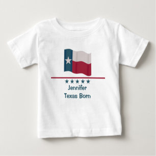Texas Born Long Star Flag Name Personalised Baby Baby T-Shirt