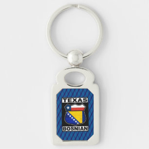 Texas Bosnian American Metal  Key Ring
