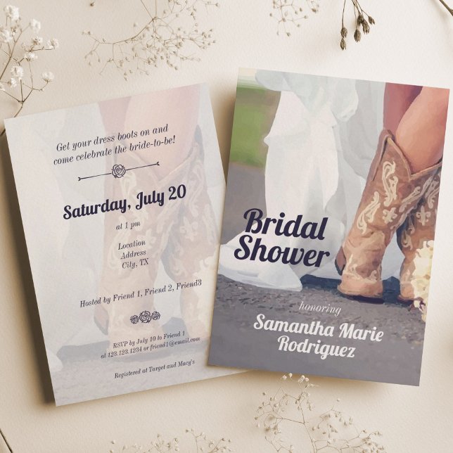 Texas Bride in Boots Bridal Shower Invitation (Creator Uploaded)