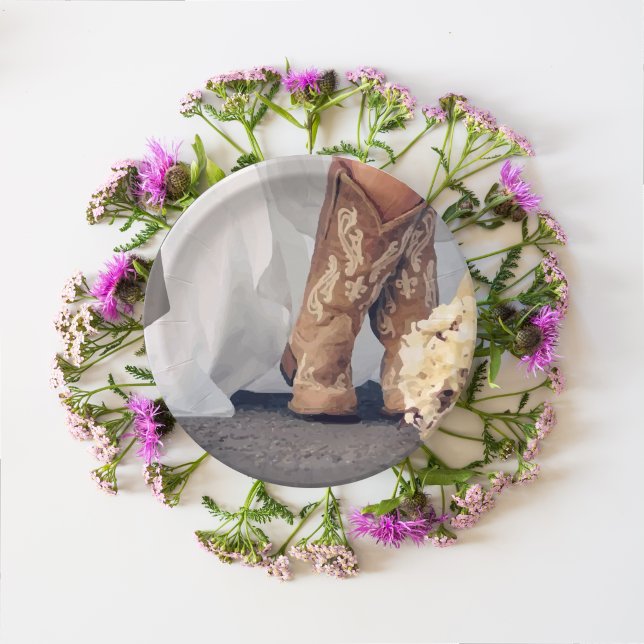 Texas Bride in Boots Bridal Shower Paper Plate (Creator Uploaded)