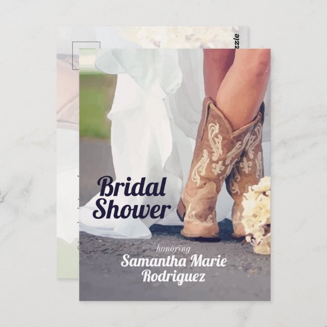 Texas Bride in Boots Bridal Shower Postcard (Front/Back)