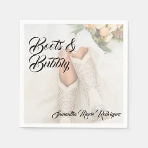 Texas Bride in Rhinestone Boots Bridal Shower Napkin