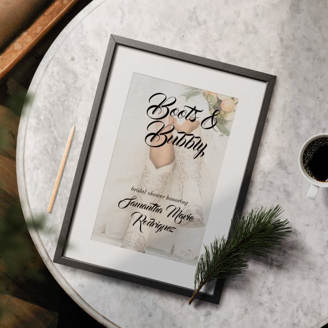 Texas Bride in Rhinestone Boots Bridal Shower Poster (Creator Uploaded)