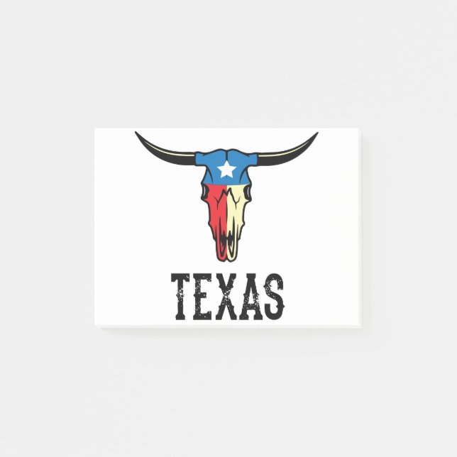 Texas Bull Longhorn Skull Texan Flag Post-it Notes (Front)