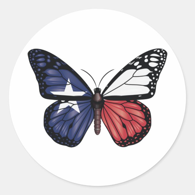 Texas butterfly monarch flag classic round sticker (Front)