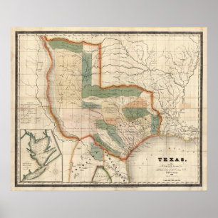 Texas, By David H Burr Poster