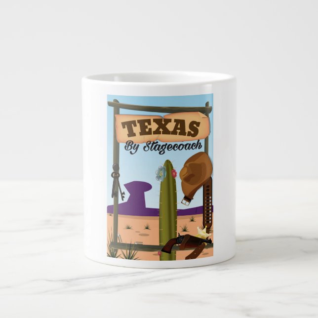 Texas By Stagecoach Large Coffee Mug (Front)