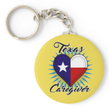Texas Caregiver keychain (yellow background)