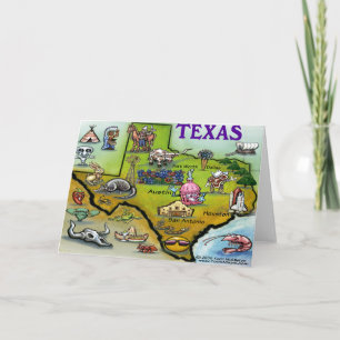 TEXAS Cartoon Map Card