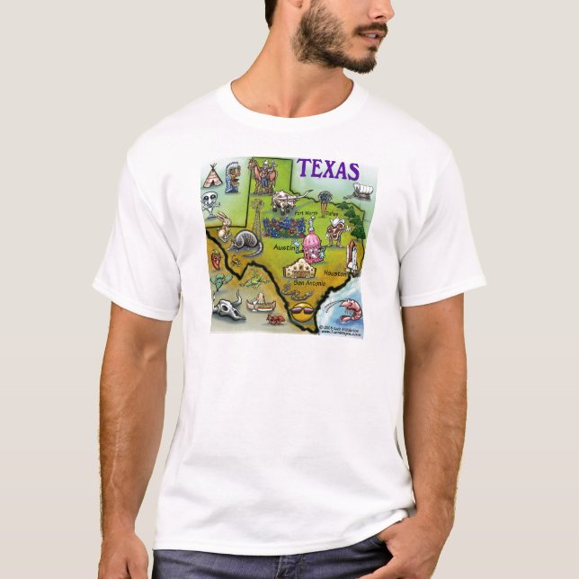 TEXAS Cartoon Map T-Shirt (Front)