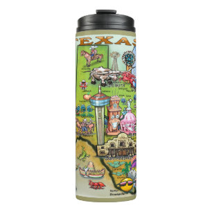 Texas Cartoon Map Thermal Tumbler