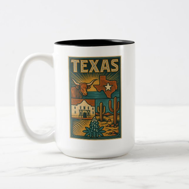 Texas Ceramic Mug – State of Texas Coffee Cup  (Left)