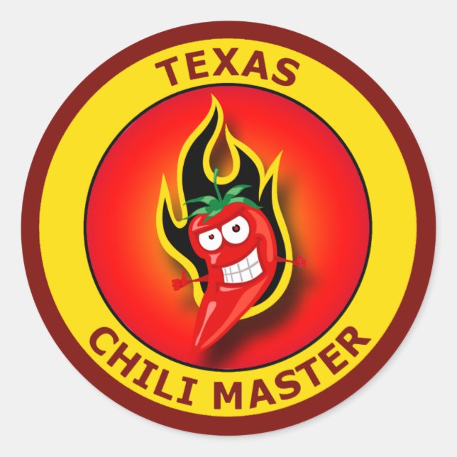 TEXAS CHILI MASTER CLASSIC ROUND STICKER (Front)