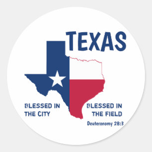 TEXAS Christian Scripture Blessed Classic Round Sticker