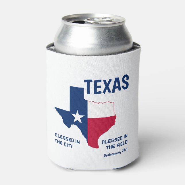 TEXAS Christian Scripture Blessed Monogram Can Cooler (Can Front)