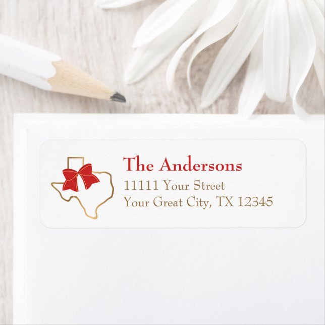 Texas Christmas Bow Return Address Label (Insitu)