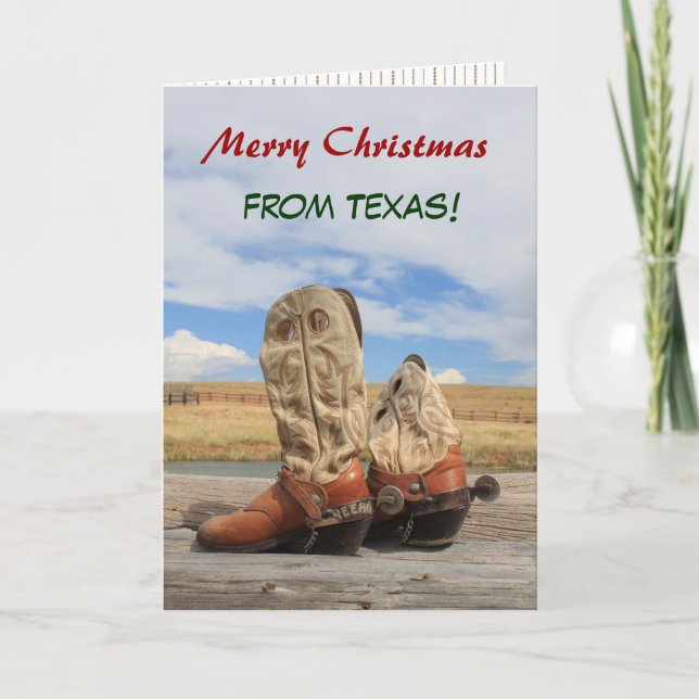 Texas Christmas Cowboy Boot Holiday Card (Front)