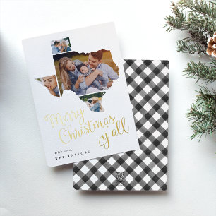 Texas Christmas   Photo Collage Foil Holiday Card