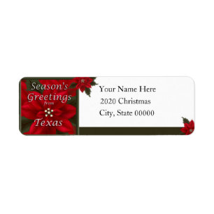 Texas Christmas Poinsettia Return Address Label