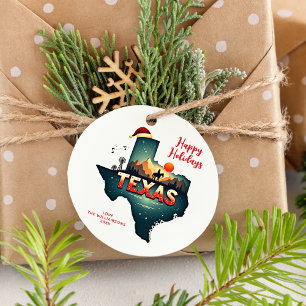 Texas Christmas State Map Personalised Favour Tags