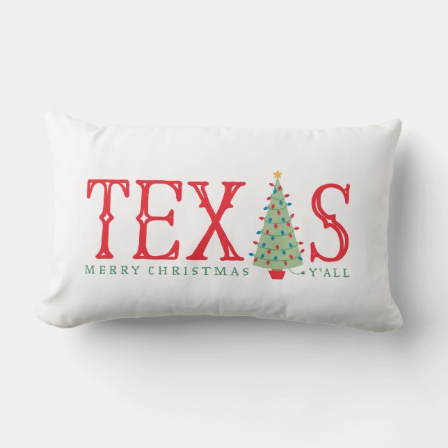 Texas Christmas Tree Throw Pillow (Front)