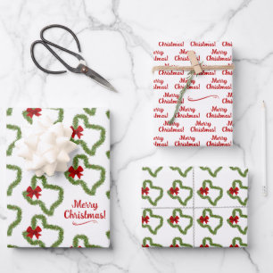 Texas Christmas Wreath Wrapping Paper Sheet