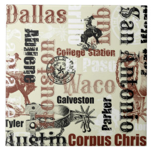 Texas Cities, Broncs and Spurs Ceramic Tile