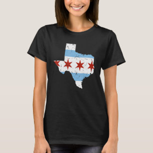 Texas City Chicago Flag Grunge Travelling South Si T-Shirt
