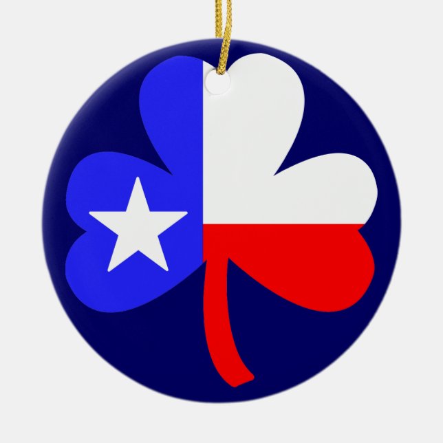 Texas Clover Ceramic Ornament (Front)