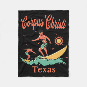 Texas Corpus Christi Tx Surfer Surfing Fishing Pie Fleece Blanket
