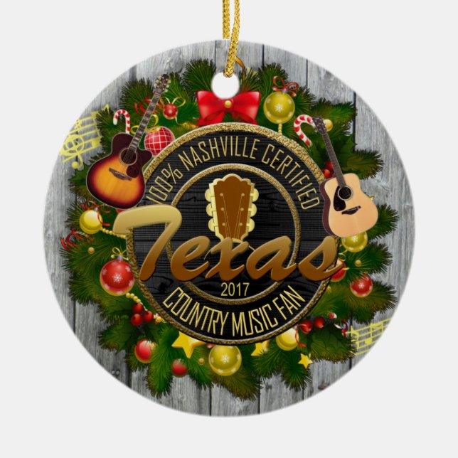Texas Country Music Fan Christmas Ornament (Front)