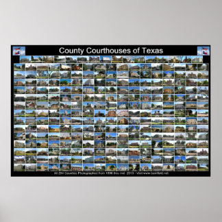 Texas County Courthouses Poster (black horizontal)