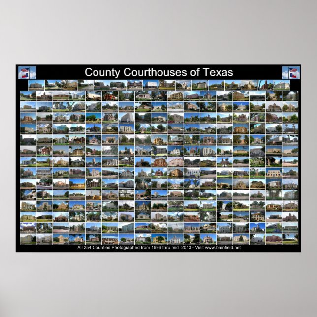 Texas County Courthouses Poster (black horizontal) (Front)