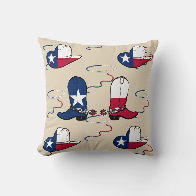 Texas Cowboy Boots And Hats Cushion (Front)