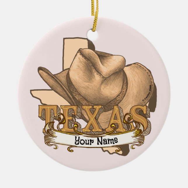 Texas Cowboy  Ceramic Ornament (Front)