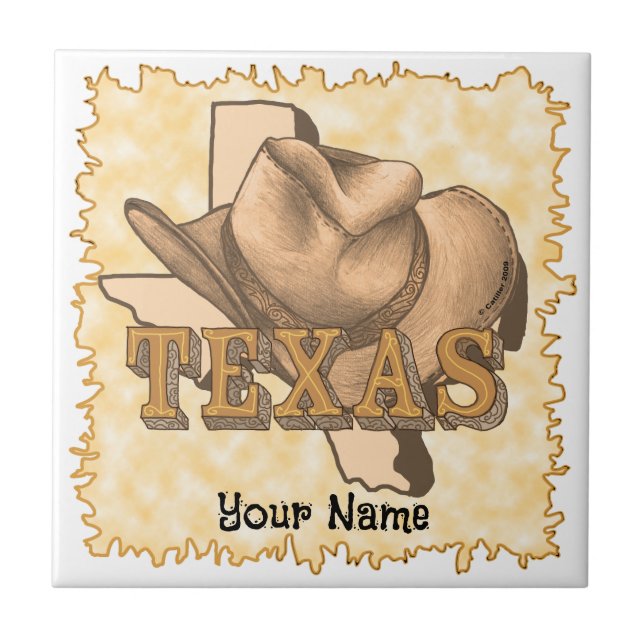 Texas Cowboy Ceramic Tile (Front)
