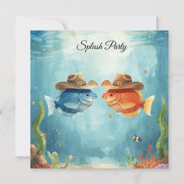 Texas  Cowboy Fish Party Invitation  (Front)