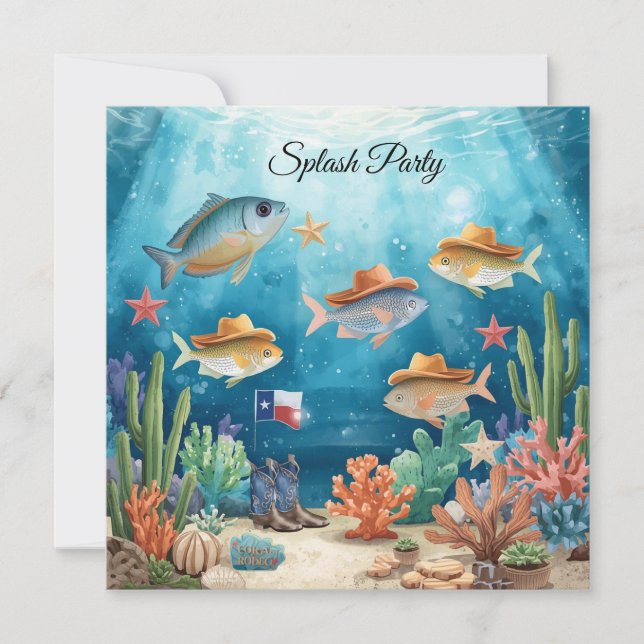 Texas  Cowboy Fish Party Invitation  (Front)