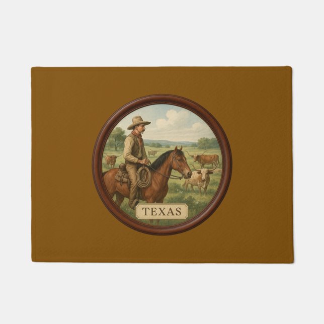 Texas Cowboy Kitchen Mat (Front)