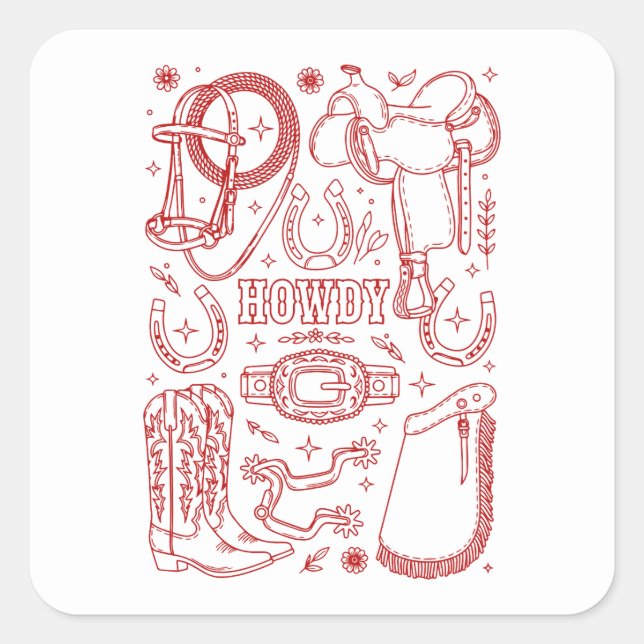 Texas Cowboy Pack Square Sticker (Front)