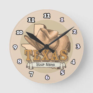 Texas cowboy Round Clock