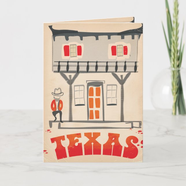 Texas Cowboy Vintage Style travel poster Holiday Card (Front)
