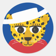 Texas cowgirl cowboy cheetah classic round sticker