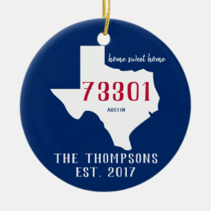 Texas Custom Town Zip Tree Ornament