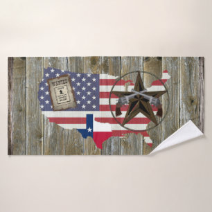 Texas Dueling Pistols Lone Star State Map Bath Towel Set
