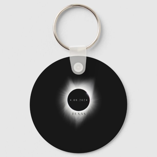 Texas Eclipse 4.08.24 Total Solar Eclipse 2024 Tex Key Ring (Front)