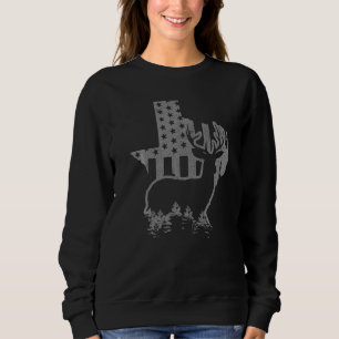 Texas Elk Hunting State Map US Flag Patriotic Hunt Sweatshirt