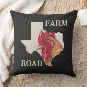 Texas Farm Road Chicken Cushion